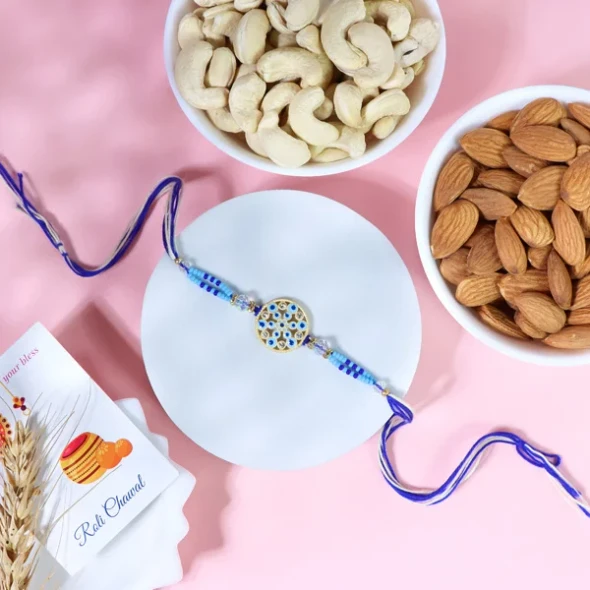 Fancy FLoral Rakhi Dry fruits combo - For UK