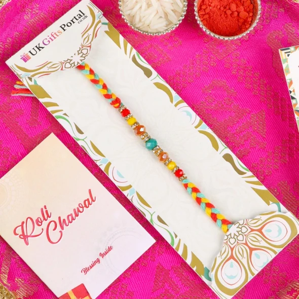 Elegant Rakhi with Puja Thali - For UK