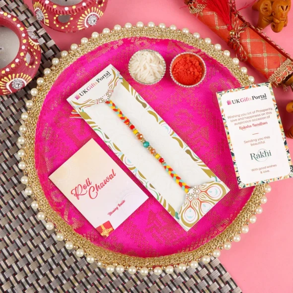 Elegant Rakhi with Puja Thali - For UK