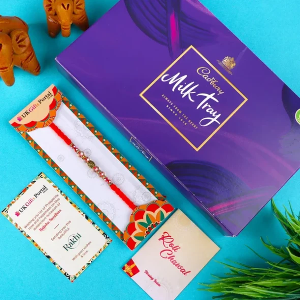 Crystal Beads Rakhi with Cadbury Chocolate - For UK