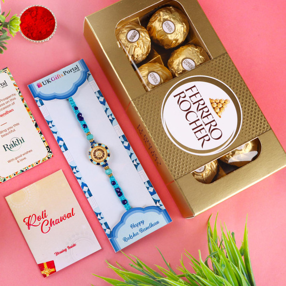 Floral Rakhi with Ferrero Rocher - For UK