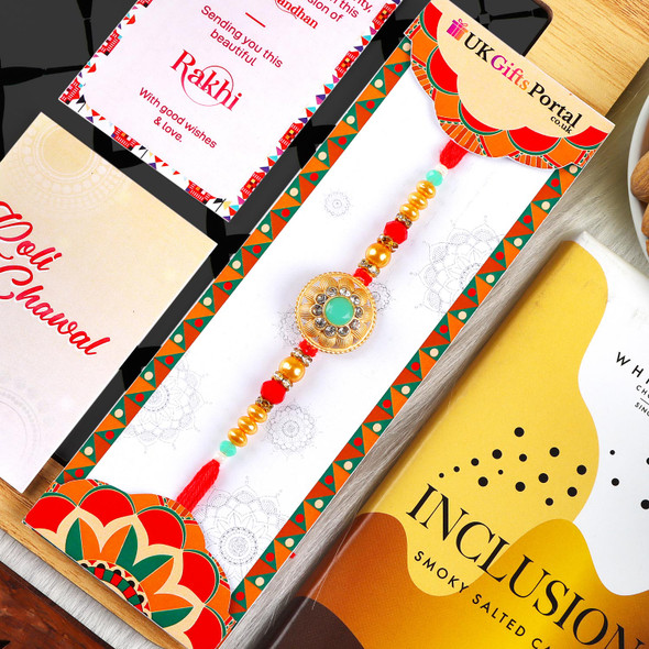 Floral Rakhi with Smoky Salted Caramel Flavour Chocolate - For UK