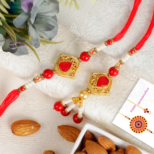 Pleasing Bhai Bhabhi Rakhi n Almond - For UK