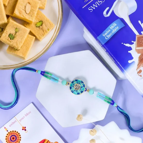 Floral Rakhi with Lindt n Sweet Hamper - For UK
