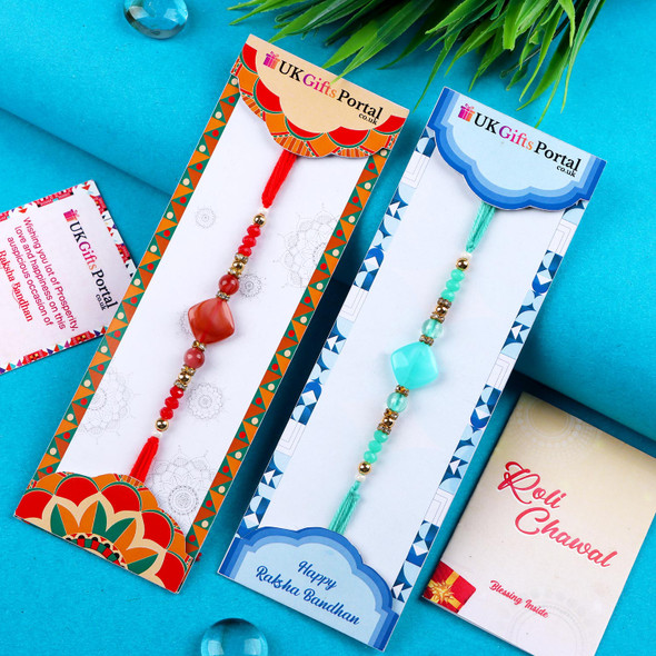 Crystal Set of 2 Designer Rakhi - For UK