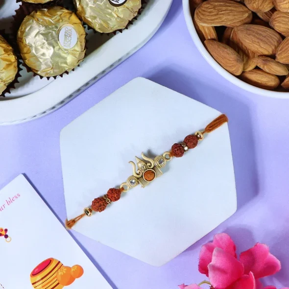 Trishul Rakhi with Almond & Ferrero Rocher - For UK