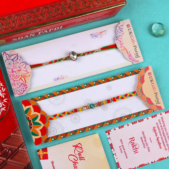 Alluring Rakhi Set with Soan Padpi & Lindt Chocolate  - For UK