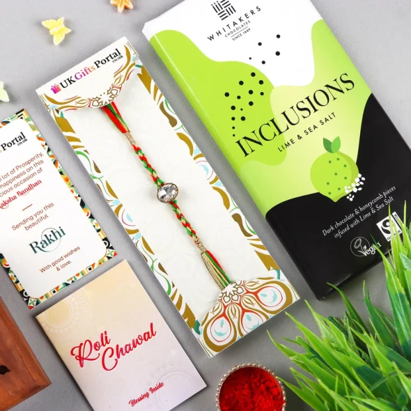 Diamond Rakhi with Lime Sea Salt Chocolate - For UK