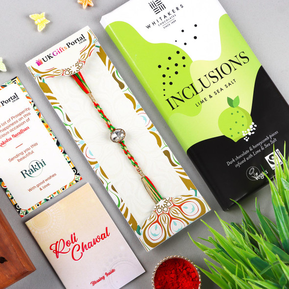 Diamond Rakhi with Lime Sea Salt Flavour Chocolate - For UK