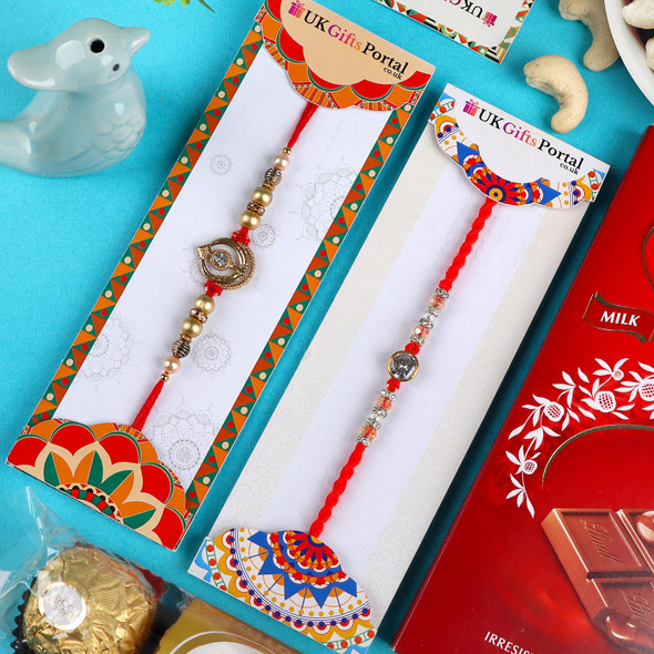Khanda Rakhi Set with Lindt Chocolate & Cashew- For UK