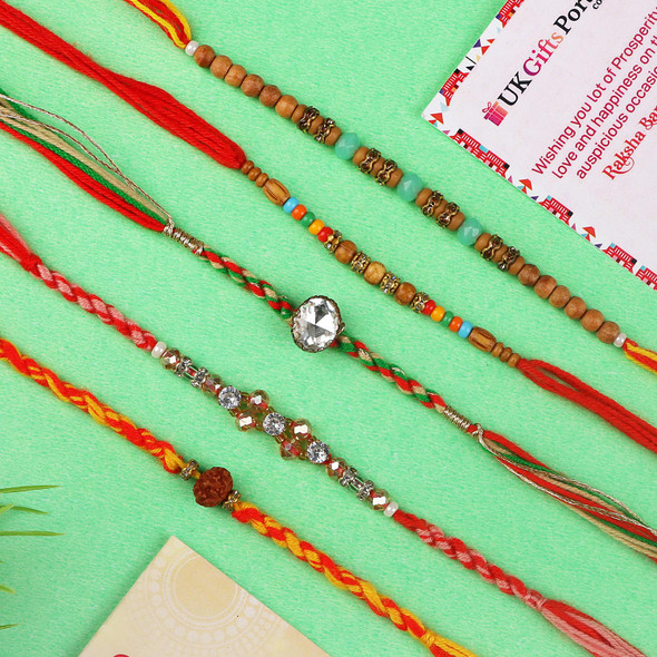 Traditional Set of 5 Rakhi - For UK