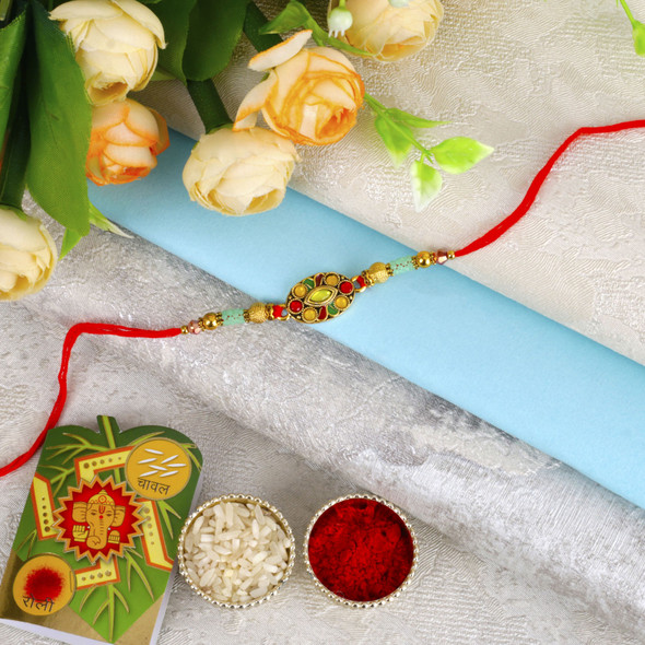 Celebrate Raksha Bandhan with this beautifully lovely Brother Rakhi, featuring vibrant colors. A perfect blend of tradition and style for your brother.