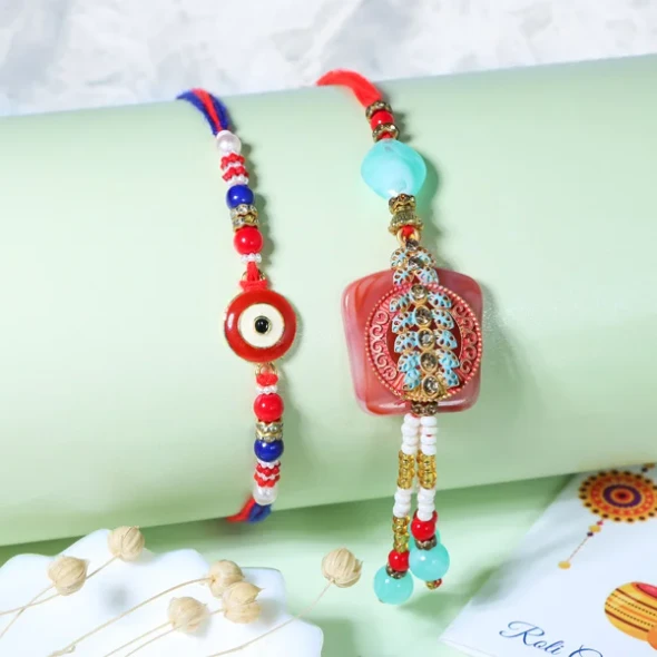 Elegant Bhaiya Bhabhi Rakhi Pair - For UK