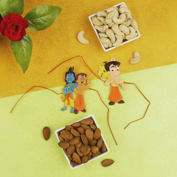 Two Kids Rakhi with Dry Fruits - For UK