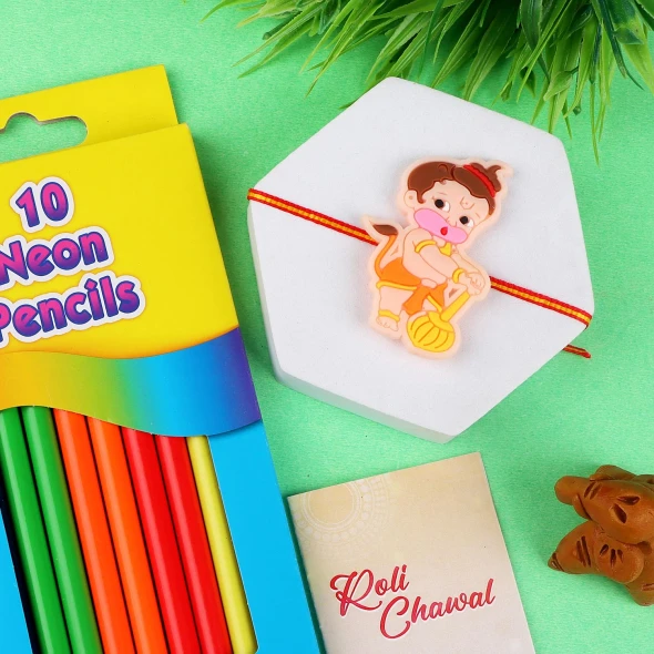 Bal Hanuman Rakhi & Pencil Gift Pack - For UK