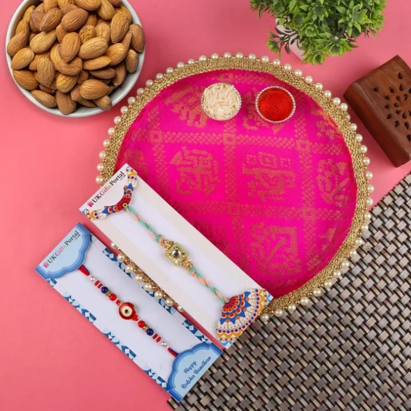 Sizzling Rakhi Set with Puja Thali & Almond - For UK