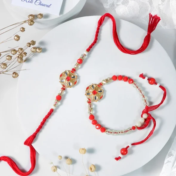 Bhaiya Bhabhi Bracelet Rakhi Set - For Australia