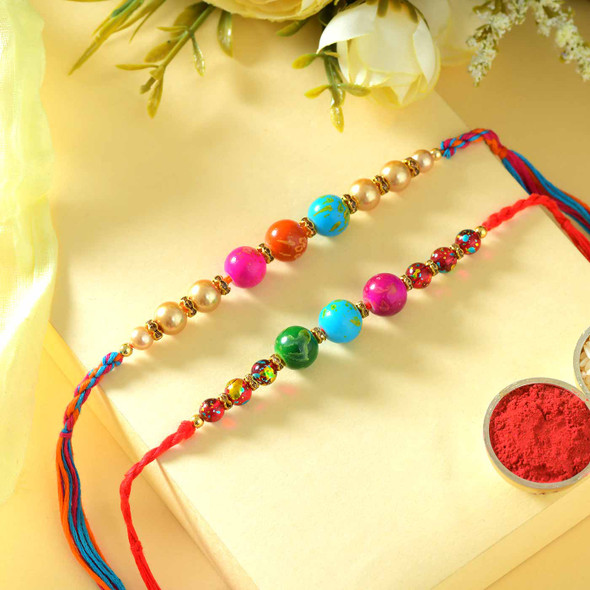 Dual Beaded Rakhi Set - For Australia
