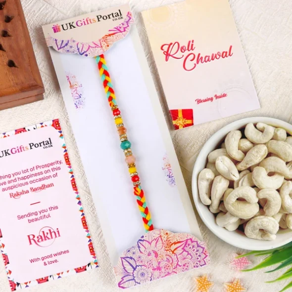 Beads Rakhi with Cashew Nuts - For Australia