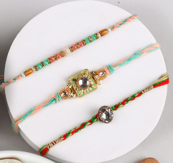 Three Rakhi Set with Dry Fruits - For Europe