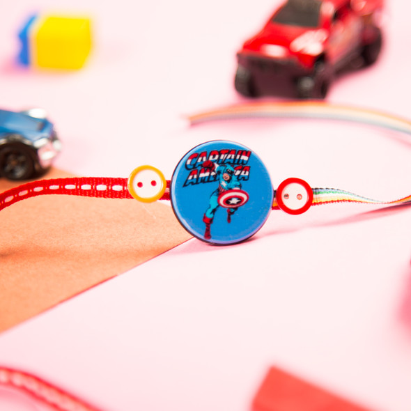Captain America Fancy Kids Rakhi - For UK
