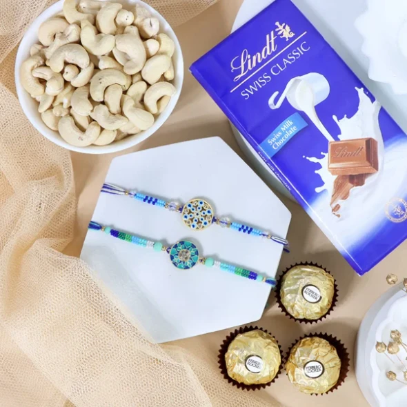 Exquisite Floral Rakhi Gift Combo  - For UK
