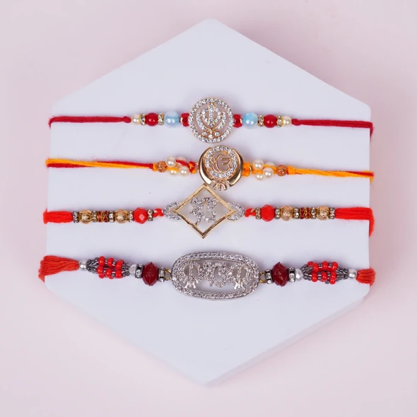 Set of 4 Rakhi with Choco Delight Gift Hamper- For INDIA