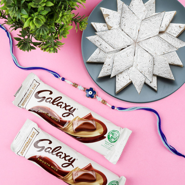 Evil Eye Rakhi with Kaju Katli & Chocolates - For UK