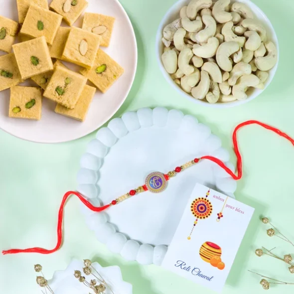 Ik Onkar Rakhi with Soan Papdi n Cashew - For UK