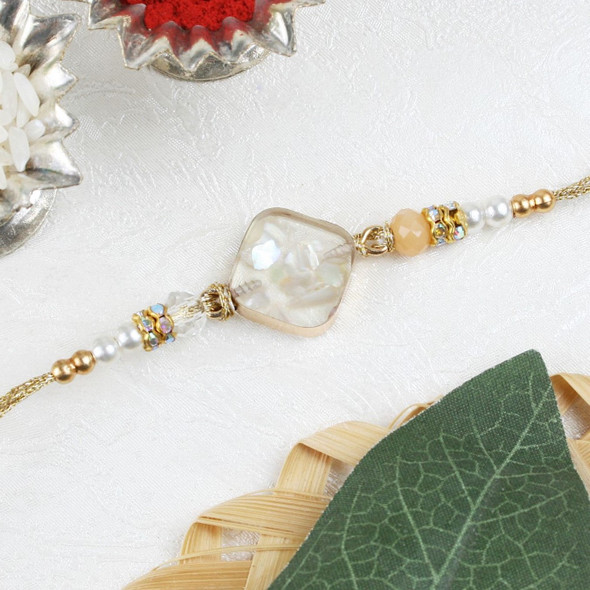 Premium Square Crystal Rakhi - For Canada