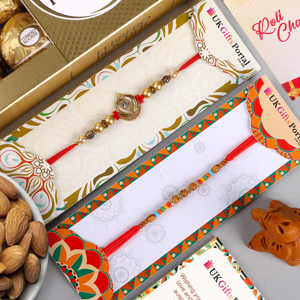 Khanda Rakhi Set with Ferrero Rocher n Almond - For Canada