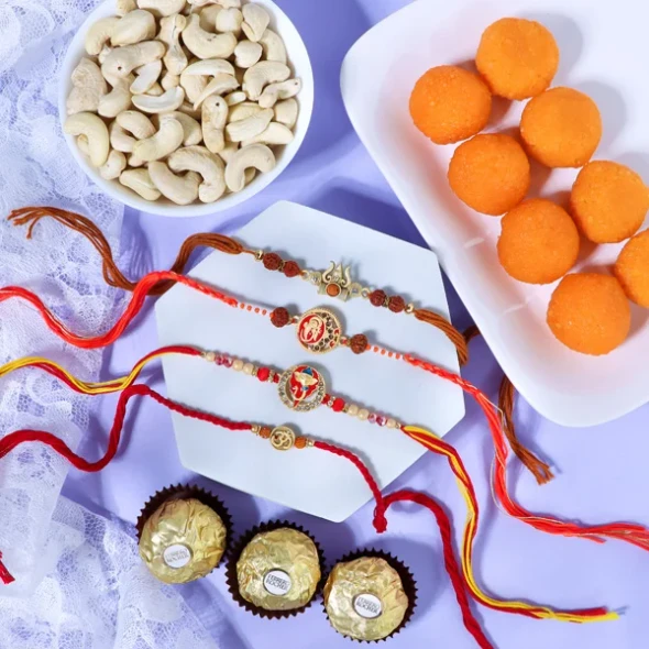 Shiv & Ganesha Rakhi Sweet Hamper - For Canada