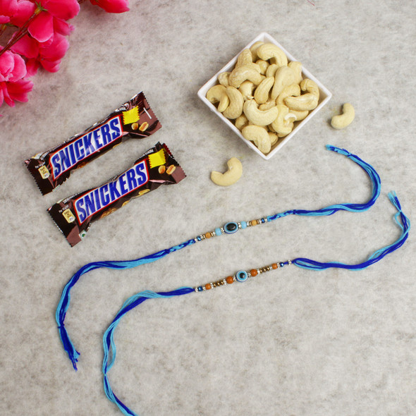 Delightful 2 Rakhis with Cashew n Chocolates - For Canada