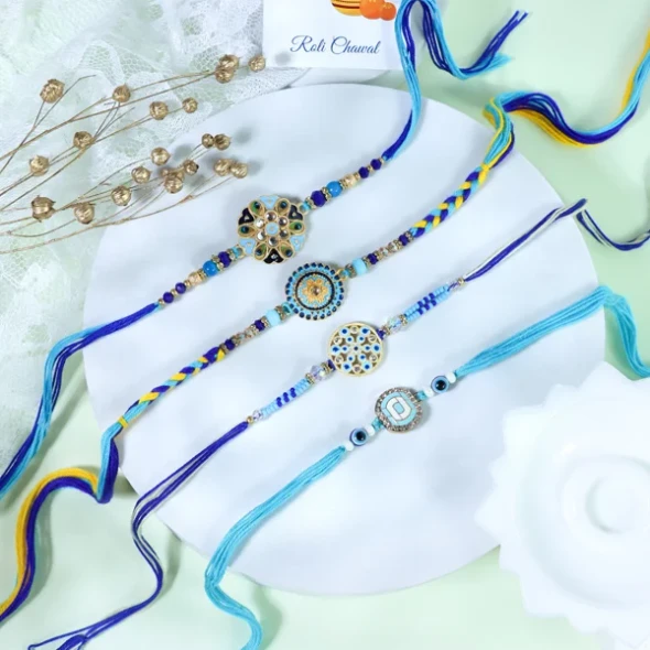 Designer Family 4 Rakhi Set - For Canada