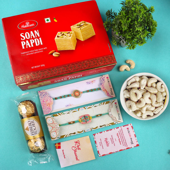 Fascinating 2 Rakhi Set Hamper - For Canada