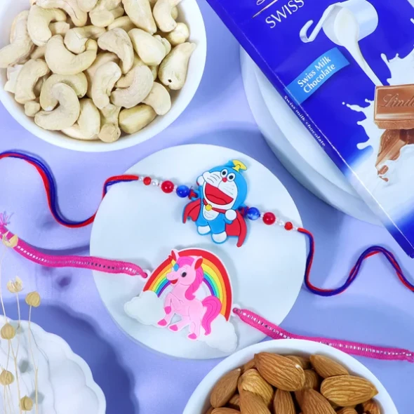 Kids Rakhi set with Lindt & Dry Fruits Combo - For Canada