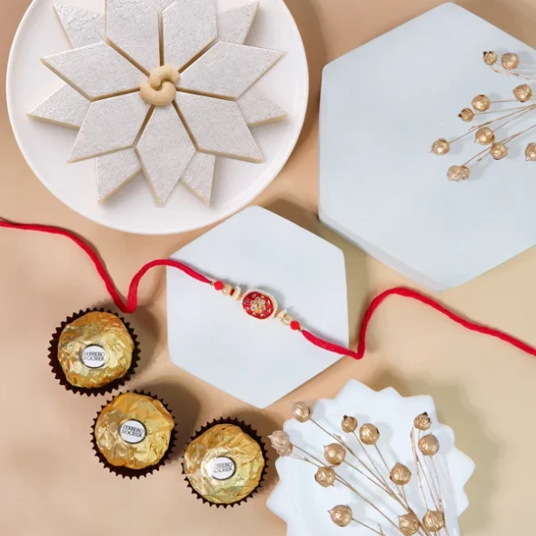 Kundan Rakhi Sweet Combo - For UK