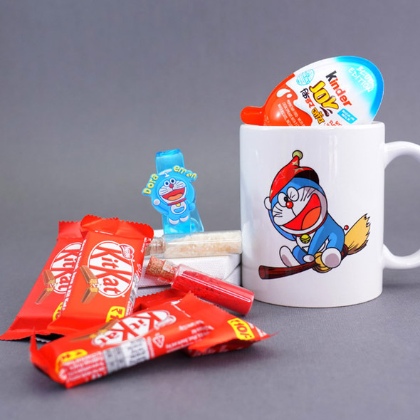 Doraemon Band Rakhi with Lights N Mug Combo - For INDIA