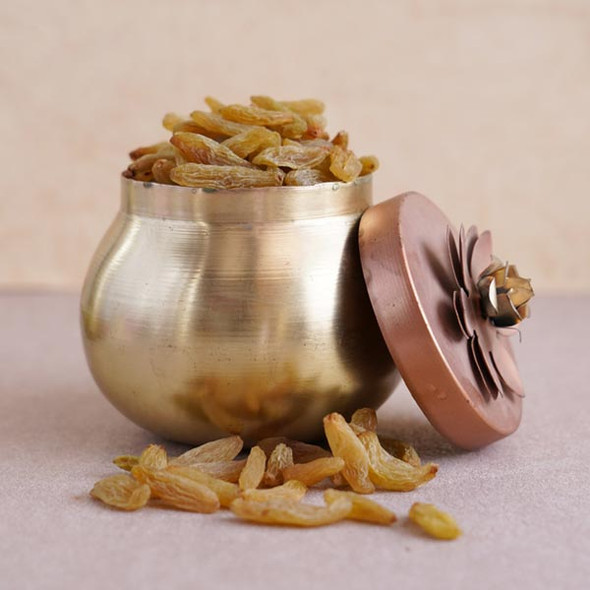Golden Rakhi with Resins in Container - For INDIA