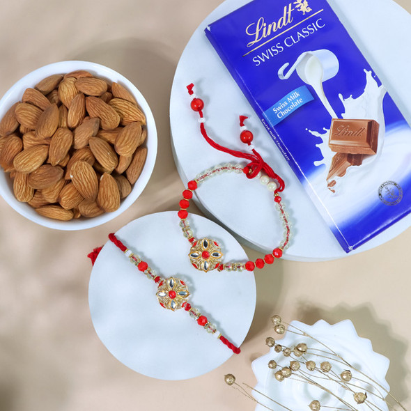 Bracelet Style Bhaiya Bhabhi Rakhi Combo - For UK