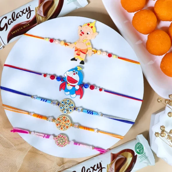 Best Brother Set of 5 Family Rakhi Hamper - For UK