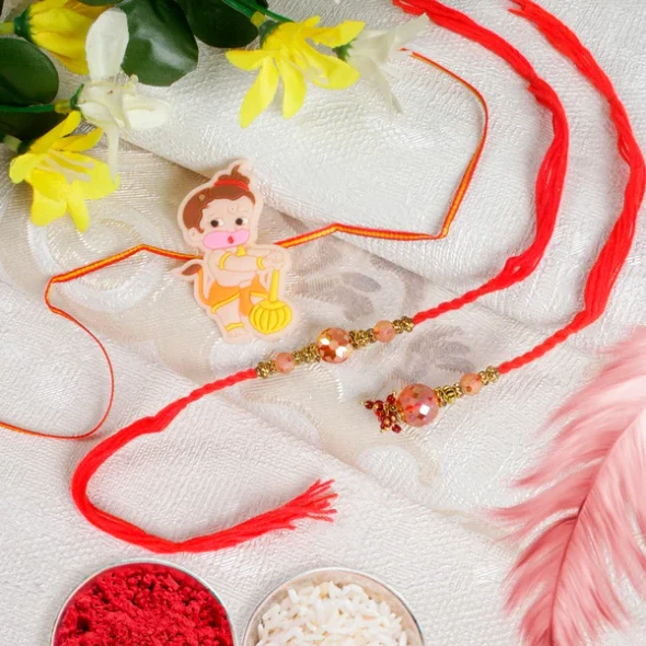 Crystal Bhai Bhabhi Rakhi with Kids Rakhi - For USA