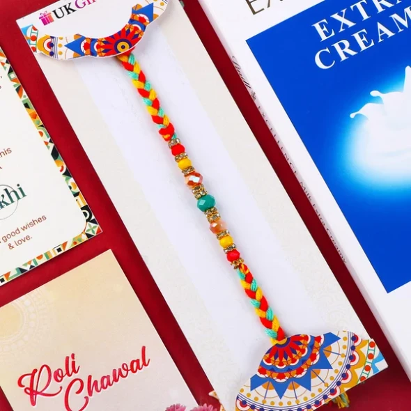 Crystal Beads Rakhi with Lindt Chocolate- For USA