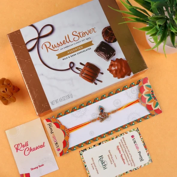 Aum Rakhi with Russlle Stover Chocolate - For USA