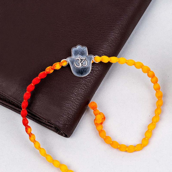925 Sterling Silver Om Hand Rakhi for Brother - For INDIA