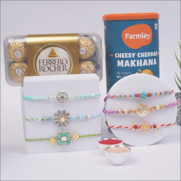 Luxury Rakhi Hamper with Ferrero Rocher & Makhana - For INDIA