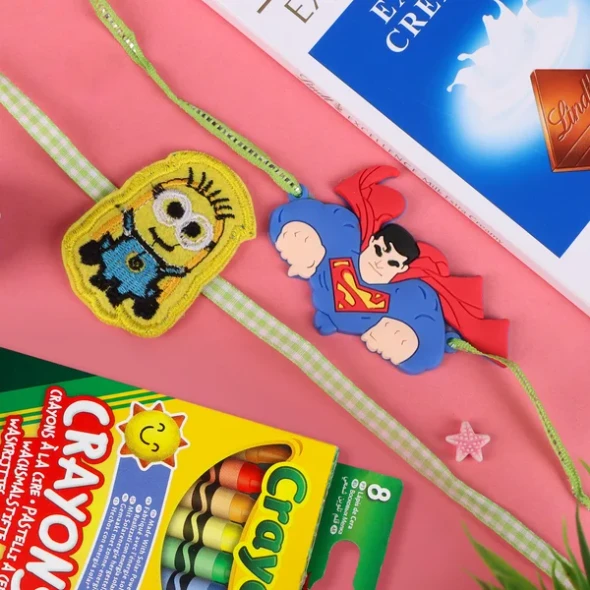 Kid's Rakhi with Crayona Set n Chocolate - For USA