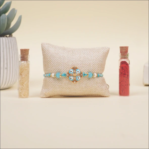 Diagonal Evil Eye Designer Rakhi- For INDIA