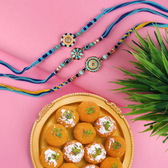 Resplendent Rakhis with Motichoor - For Australia