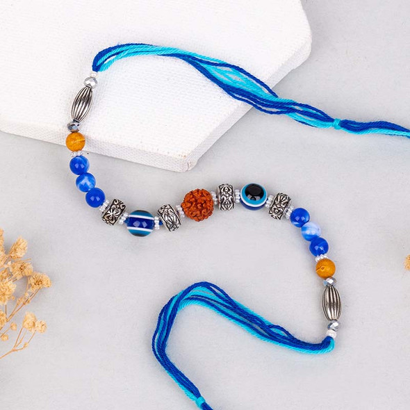 Evil Eye Rakhi with Best Brother Trophy and Mug - For INDIA